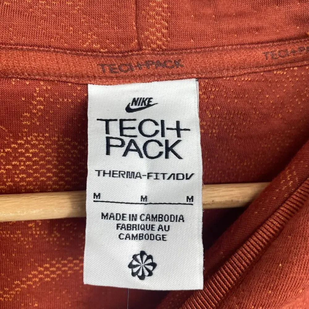 Nike Hoodie Men’s Medium  Brown Tech Pack Therma Loose Fit Zipper Pockets Hoodie